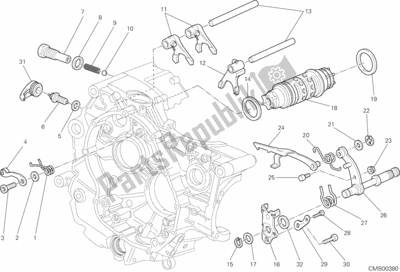 Tutte le parti per il Camma Forcella - Cambio del Ducati Hypermotard 821 2013