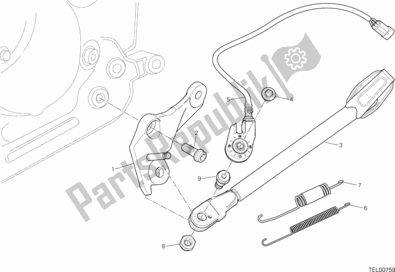 Todas as partes de Ficar do Ducati Hypermotard 821 2013