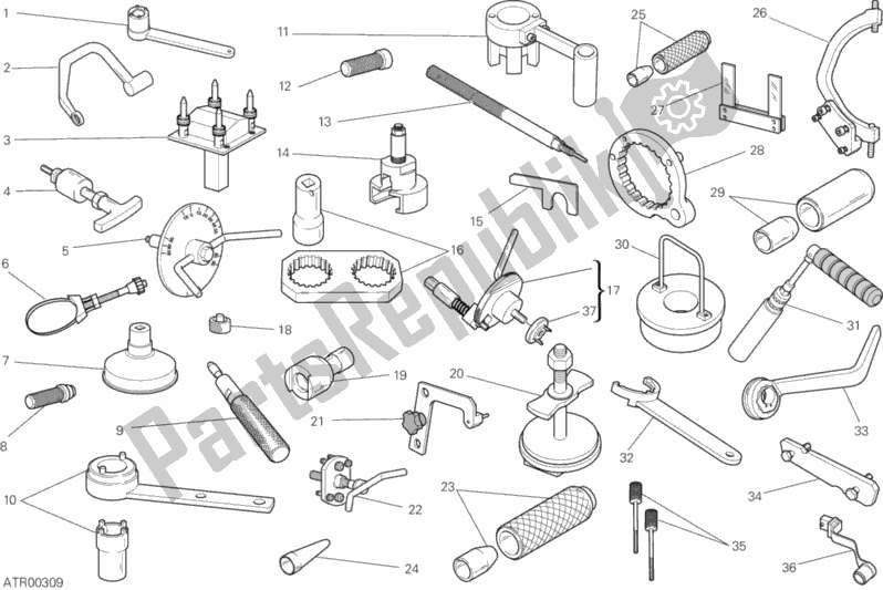 Alle onderdelen voor de Werkplaatsgereedschap (motor) van de Ducati Hypermotard 821 2013