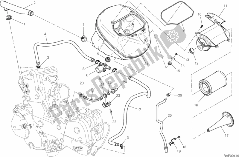 Todas as partes de Entrada De Ar - Respirador De óleo do Ducati Hypermotard 821 2014