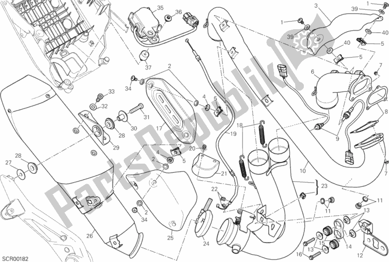 Todas as partes de Sistema De Exaustão do Ducati Hypermotard 821 2014