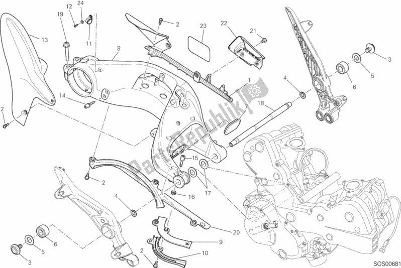 Todas as partes de Forcellone Posteriore do Ducati Hypermotard 821 2014