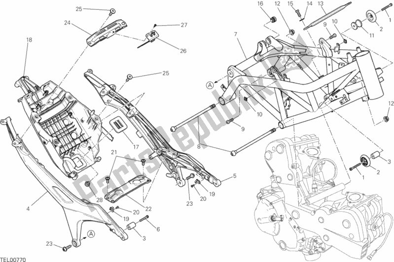 Todas as partes de Quadro, Armação do Ducati Hypermotard 821 2014