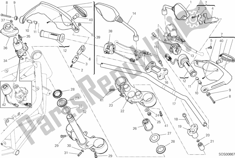 Alle onderdelen voor de Stuur En Bedieningselementen van de Ducati Hypermotard 821 2014