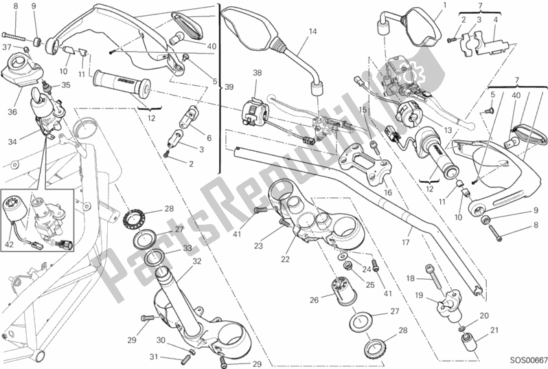 Alle onderdelen voor de Stuur En Bedieningselementen van de Ducati Hypermotard 821 2014