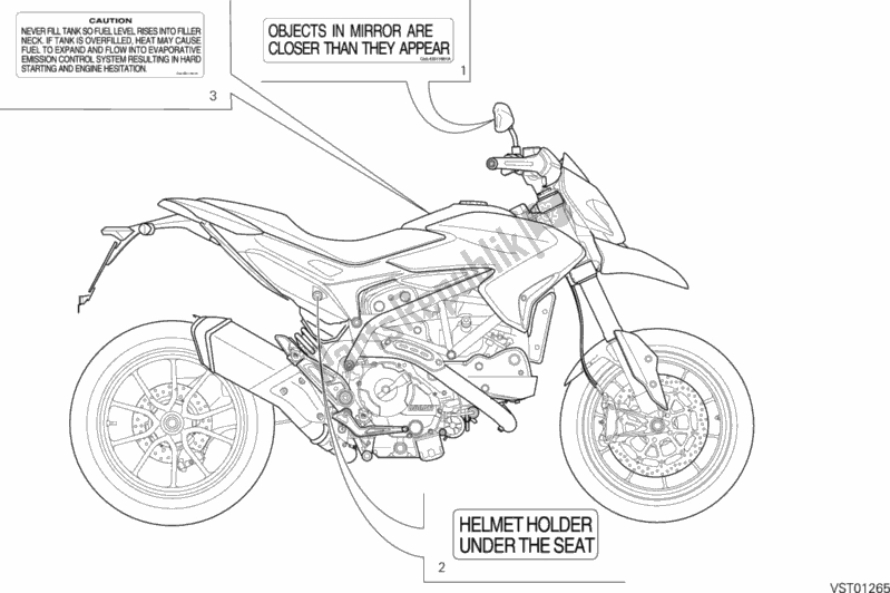 Todas as partes de Posizionamento Targhette do Ducati Hypermotard 821 2014