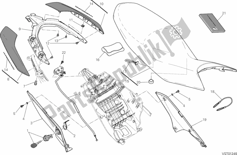 Todas as partes de Assento do Ducati Hypermotard 821 2014