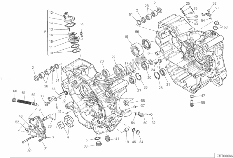 All parts for the 010 - Half-crankcases Pair of the Ducati Hypermotard 821 2015