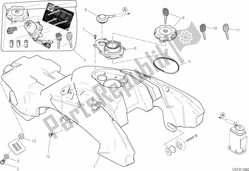 Tutte le parti per il 032 - Serbatoio Del Carburante del Ducati Hypermotard 821 2015