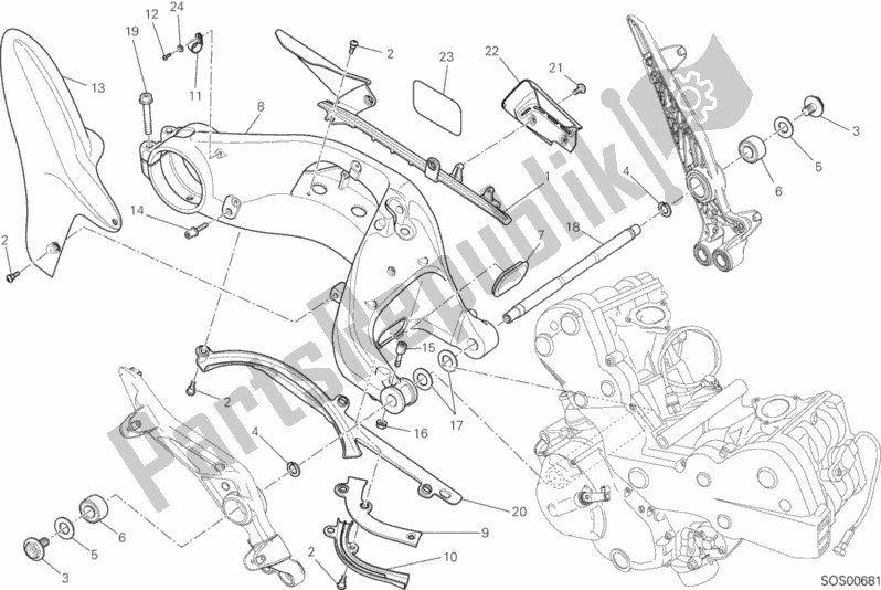 All parts for the 28a - Forcellone Posteriore of the Ducati Hypermotard 821 2015