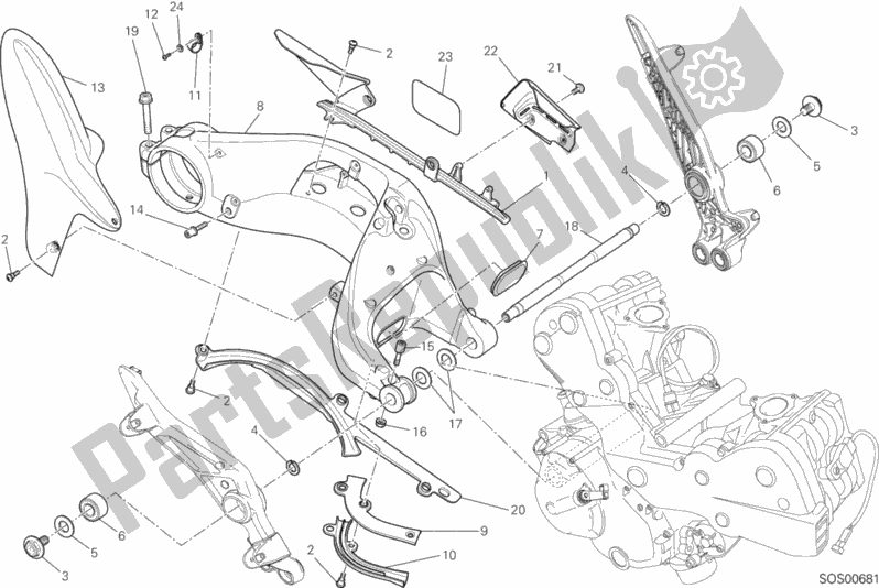 Tutte le parti per il 28a - Forcellone Posteriore del Ducati Hypermotard 821 2015