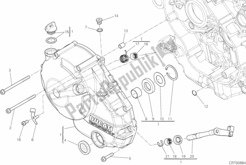 Alle onderdelen voor de Koppelingsdeksel van de Ducati Hypermotard 821 2015