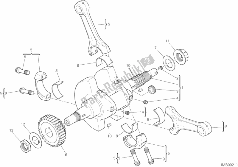 All parts for the Connecting Rods of the Ducati Hypermotard 821 2015