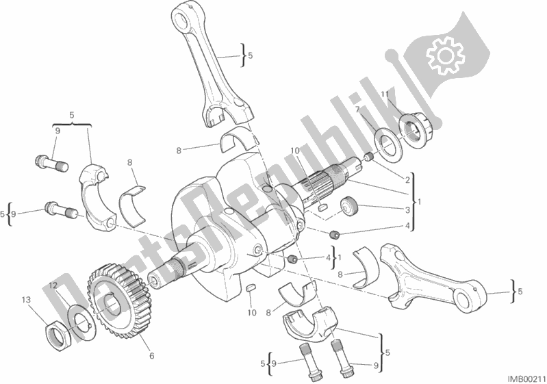 Alle onderdelen voor de Drijfstangen van de Ducati Hypermotard 821 2015
