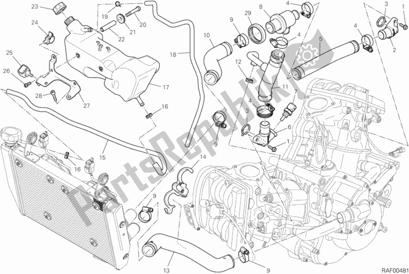 Alle onderdelen voor de Koelcircuit van de Ducati Hypermotard 821 2015