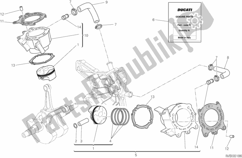 All parts for the Cylinders - Pistons of the Ducati Hypermotard 821 2015