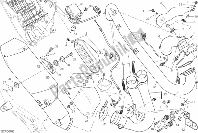 Alle onderdelen voor de Uitlaatsysteem van de Ducati Hypermotard 821 2015