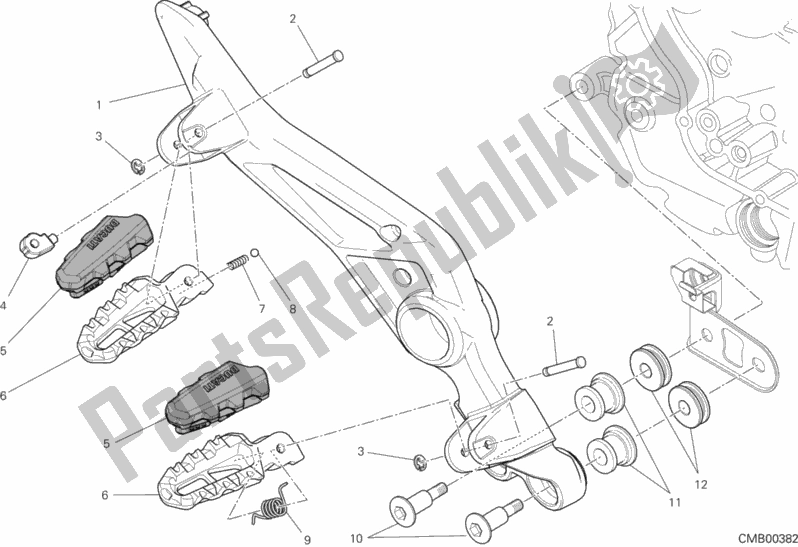 Todas las partes para Reposapiés, Derecha de Ducati Hypermotard 821 2015