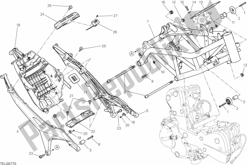All parts for the Frame of the Ducati Hypermotard 821 2015
