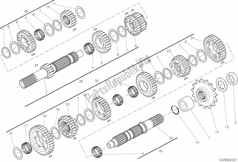 Todas as partes de Caixa De Velocidade do Ducati Hypermotard 821 2015