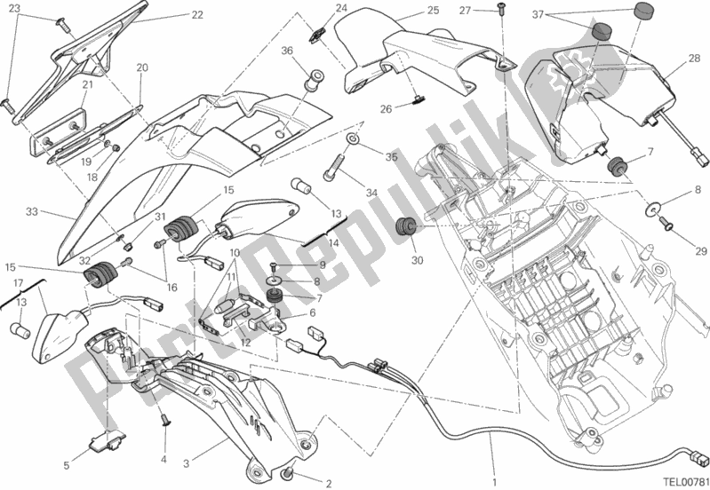 Todas las partes para Soporte De Matrícula - Luz Trasera - (aus) de Ducati Hypermotard 821 2015
