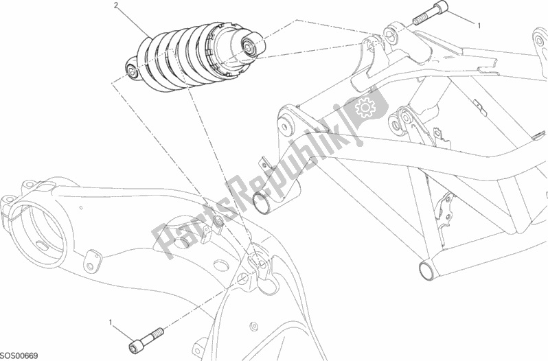 Alle onderdelen voor de Sospensione Posteriore van de Ducati Hypermotard 821 2015