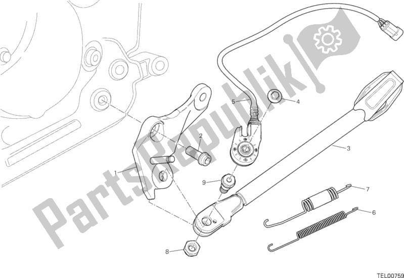 Alle onderdelen voor de Staan van de Ducati Hypermotard 821 2015