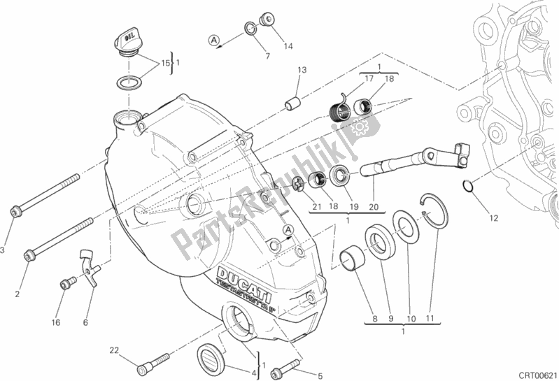 Alle onderdelen voor de Koppelingsdeksel van de Ducati Hypermotard Hyperstrada 821 2013