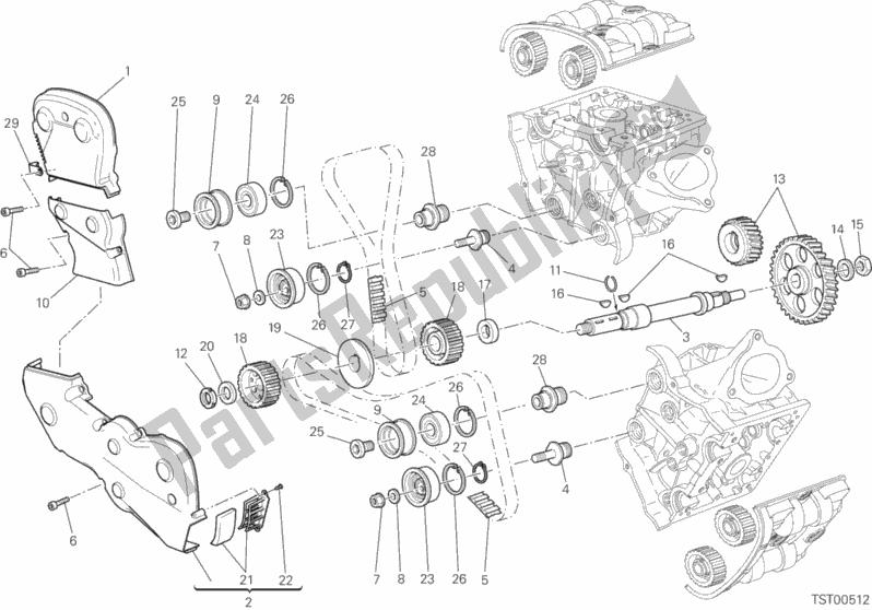 Todas as partes de Distribuzione do Ducati Hypermotard Hyperstrada 821 2013