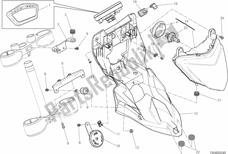 Alle onderdelen voor de Fanale Anteriore E Cruscotto van de Ducati Hypermotard Hyperstrada 821 2013