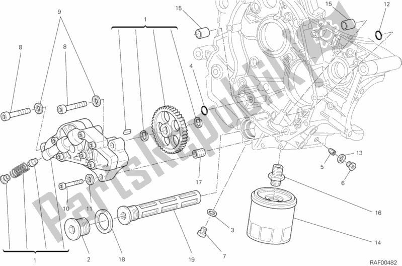 Todas las partes para Filtros Y Bomba De Aceite de Ducati Hypermotard Hyperstrada 821 2013