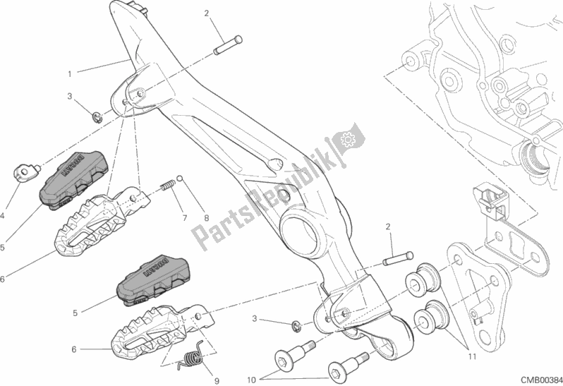 Todas las partes para Reposapiés, Derecha de Ducati Hypermotard Hyperstrada 821 2013