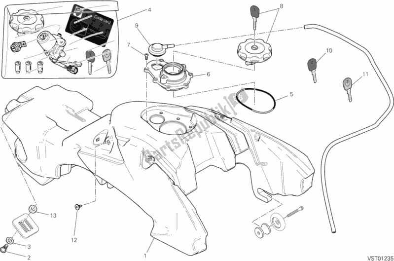 Tutte le parti per il Serbatoio Di Carburante del Ducati Hypermotard Hyperstrada 821 2013