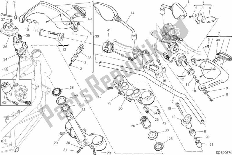 Todas las partes para Manillar Y Controles de Ducati Hypermotard Hyperstrada 821 2013