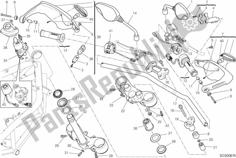 Toutes les pièces pour le Guidon Et Commandes du Ducati Hypermotard Hyperstrada 821 2013