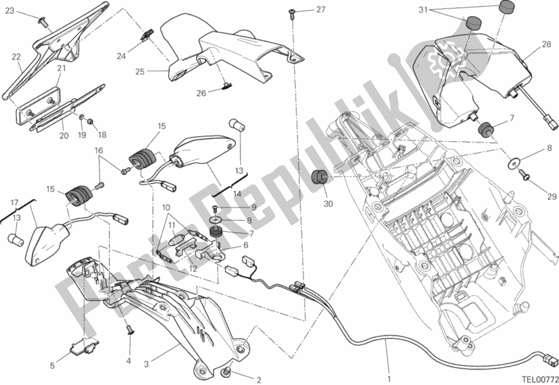 Tutte le parti per il Portatarga - Fanale Posteriore del Ducati Hypermotard Hyperstrada 821 2013