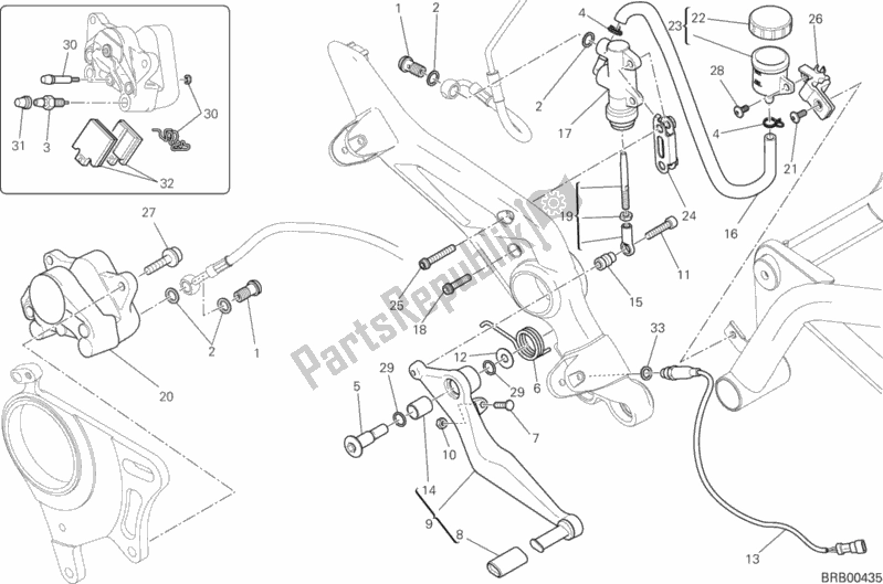 Tutte le parti per il Sistema Frenante Posteriore del Ducati Hypermotard Hyperstrada 821 2013