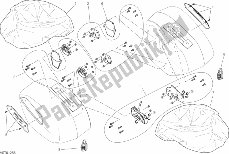 Todas las partes para Alforjas Laterales (accesorios) de Ducati Hypermotard Hyperstrada 821 2013