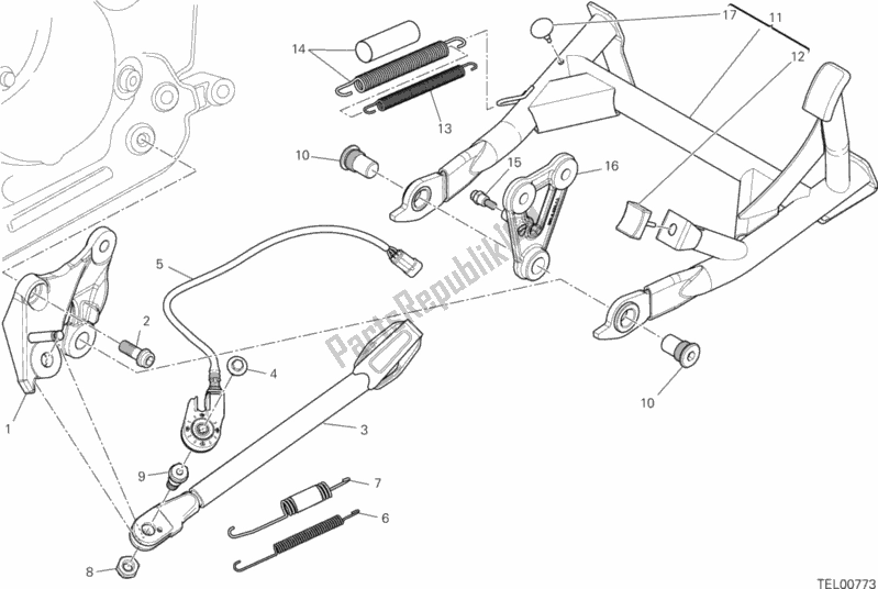 All parts for the Stand of the Ducati Hypermotard Hyperstrada 821 2013