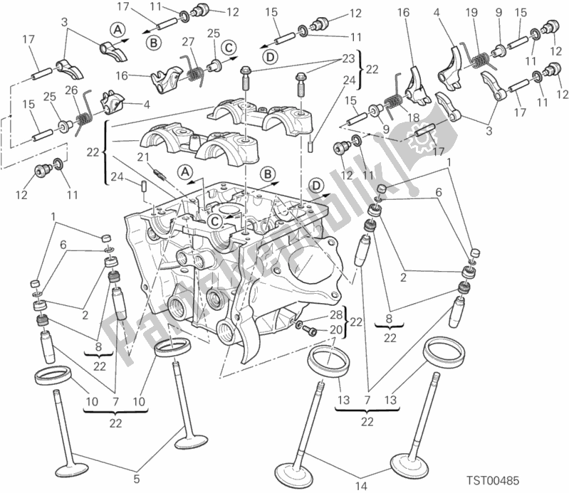 Todas as partes de Cabeça Vertical do Ducati Hypermotard Hyperstrada 821 2013