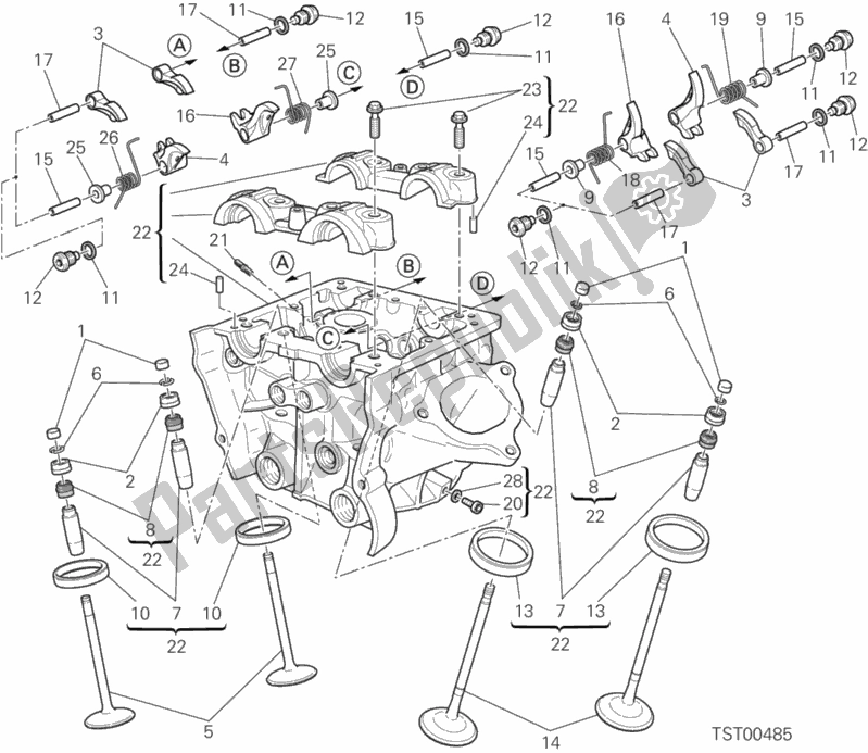 All parts for the Vertical Head of the Ducati Hypermotard Hyperstrada 821 2013