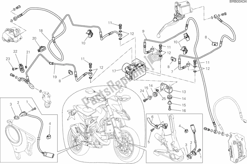 Alle onderdelen voor de Antiblokkeersysteem (abs) van de Ducati Hypermotard Hyperstrada 821 2014