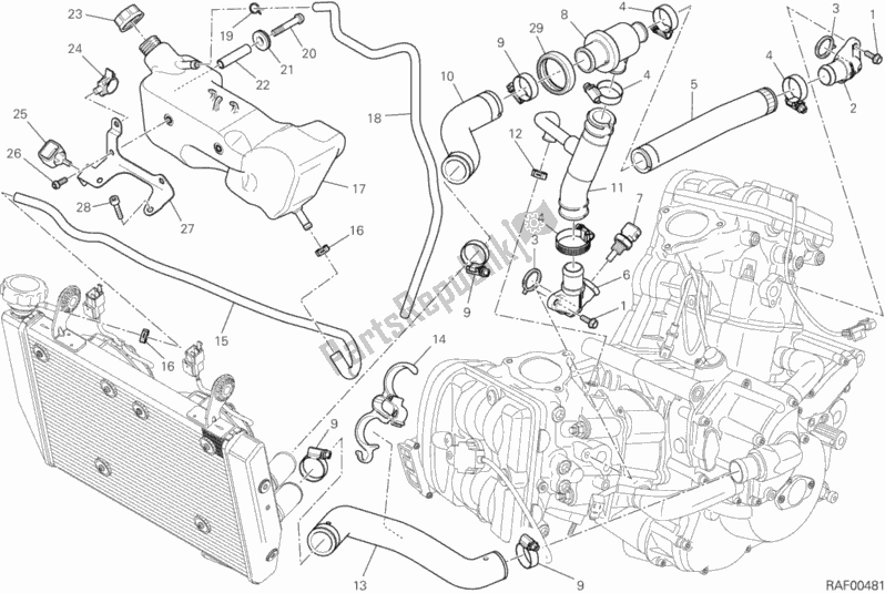 Todas las partes para Circuito De Enfriamiento de Ducati Hypermotard Hyperstrada 821 2014