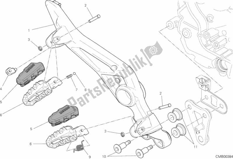 Tutte le parti per il Poggiapiedi, Giusto del Ducati Hypermotard Hyperstrada 821 2014