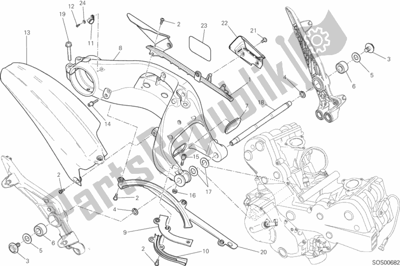 Tutte le parti per il Forcellone Posteriore del Ducati Hypermotard Hyperstrada 821 2014