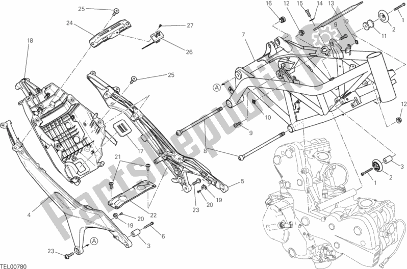 Tutte le parti per il Telaio del Ducati Hypermotard Hyperstrada 821 2014