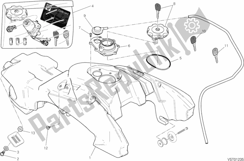 Tutte le parti per il Serbatoio Di Carburante del Ducati Hypermotard Hyperstrada 821 2014