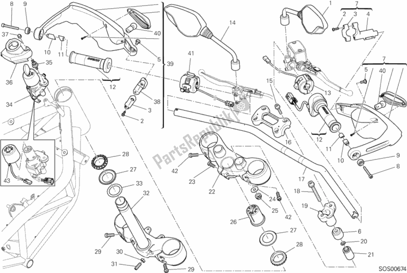 Tutte le parti per il Manubrio E Comandi del Ducati Hypermotard Hyperstrada 821 2014 Tutte le parti per il Manubrio E Comandi del Ducati Hypermotard Hyperstrada 821 2014