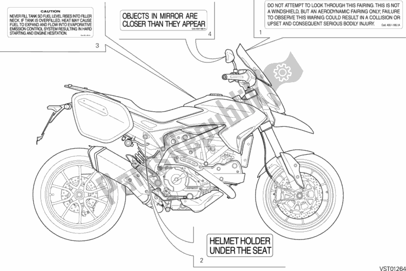 Tutte le parti per il Posizionamento Targhette del Ducati Hypermotard Hyperstrada 821 2014