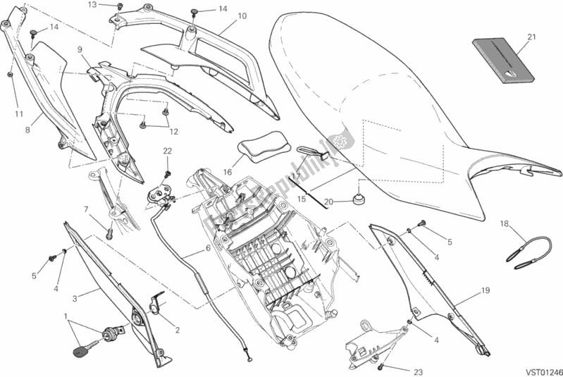 Tutte le parti per il Posto A Sedere del Ducati Hypermotard Hyperstrada 821 2014